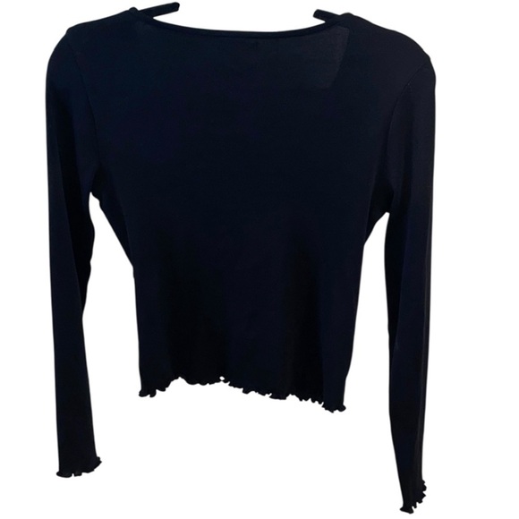 Urban Nation Long Sleeve  Black 100% Cotton  double  Tie-Front Top / shrug - Picture 6 of 7